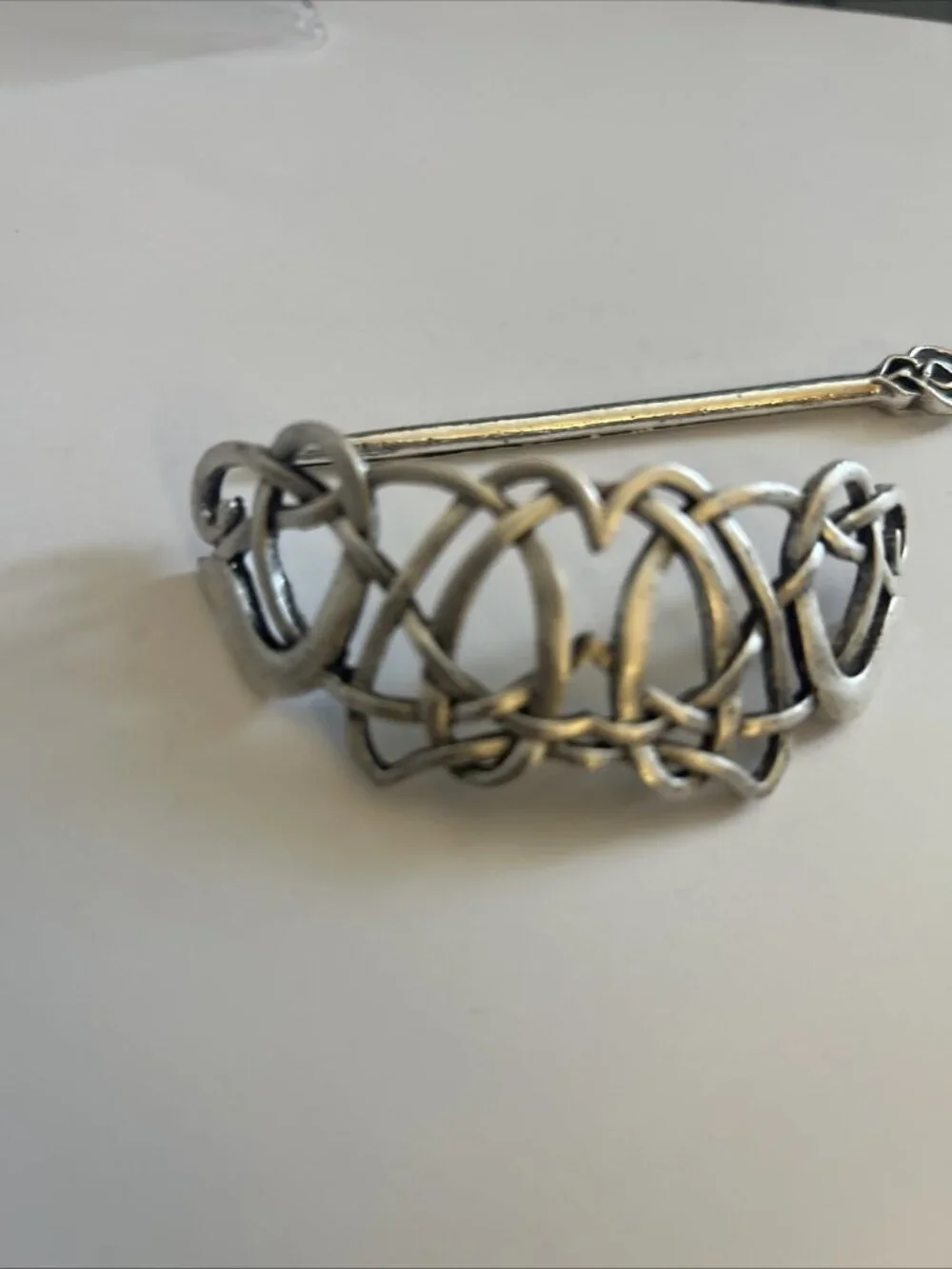 Celtic Hair Barrette Clip Tangled Silver Zinc Alloy Medieval Knot Design New